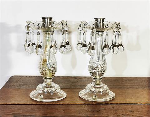2 alte Kerzenständer aus Glas