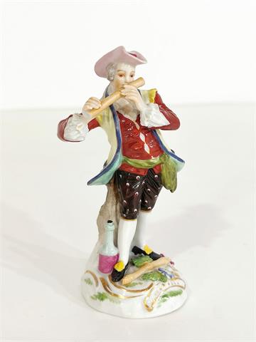 Porzellanfigur "Barocker Querflötenspieler" von Dresdner Porzellan