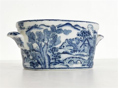 Kobaltblaue Keramik Terrine / Schüssel "Fischereimotiv" von United Wilson (England)