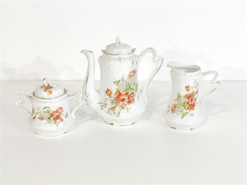 Porzellan Tee- / Kaffeekannen Set mit floralem Muster