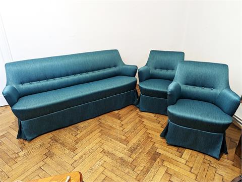 Mid-Century Sitzgruppe (Couch + 2 Fauteuil)