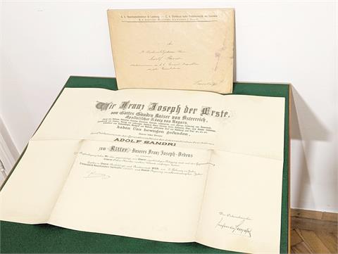 Verleihungsurkunde handsigniert von Kaiser Franz Joseph dem I. von 1916