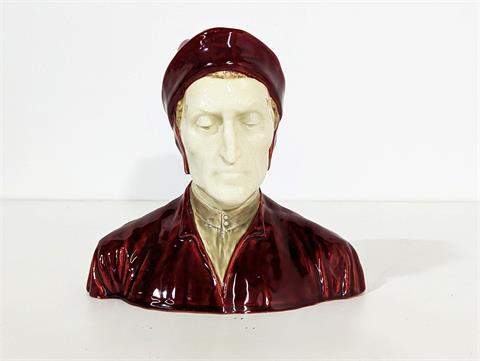 Keramik Büste Dante Alighieri Wiener Kunstkeramische Werkstätte