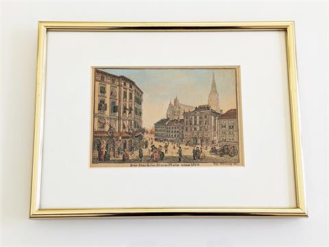 Antiker Kupferstich "Der Stock im Eisenplatz anno 1779"