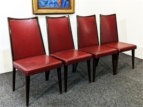 4 elegante lederbezogene Art Deco Sessel