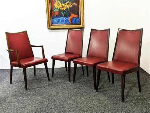 4 elegante lederbezogene Art Deco Sessel