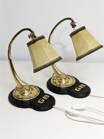 Zwei Vintage Messingleuchten mit Lampenschirm