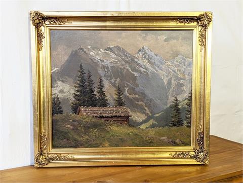 Gemälde Öl auf Leinwand "Aus dem Berner Oberland" signiert Fritz Paplham