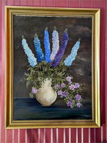 Gemälde Öl auf Leinwand "Blumen Stillleben", signiert A. Figl