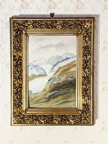 Gemälde Öl auf Leinwand "Berglandschaft" signiert A. Figl