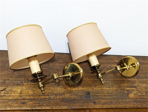 Zwei Vintage Messing Wandleuchten mit Lampenschirm