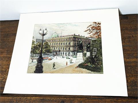 Farbradierung "Palais Epstein" signiert Wilhelm Landmann