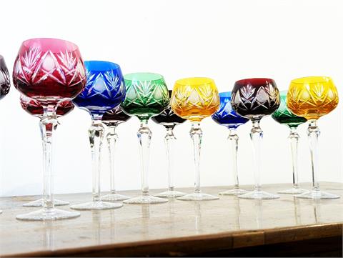 12 farbige Bleikristall Weingläser