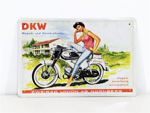 Vintage Blechschild "DKW Mopeds und Kleinkrafträder"