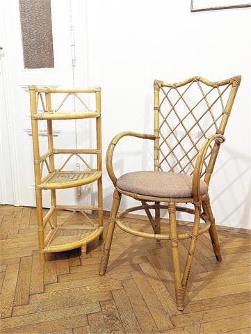 Vintage Bambus Sessel und Eckregal