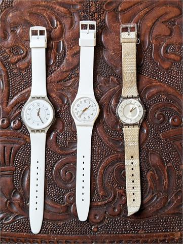 Drei Vintage Swatch Armbanduhren