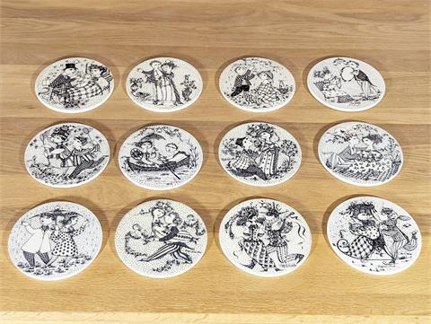 Vintage Keramik Monatsplatten / Wandteller von Nymölle (Denmark)