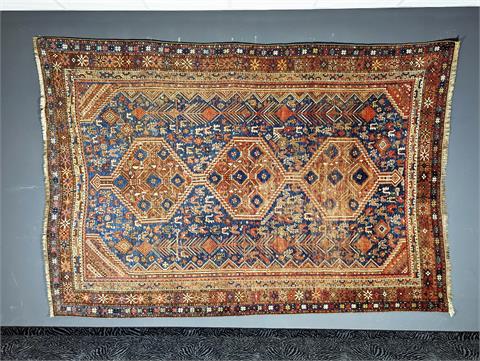 Antiker aufwendig handgeknüpfter orientalischer (Shiraz) Teppich