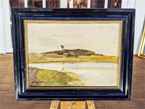 Gemälde Öl auf Leinwand "Seenlandschaft" monogrammiert