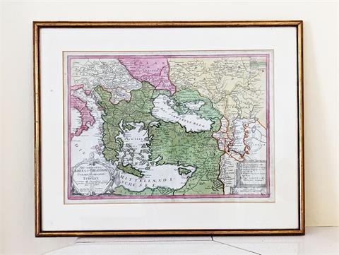 Historische Landkarte / antiker Kupferstich "Neu Eröffnetes Kriegs-Theater - Ungarn, Ruszland und der Turckey"