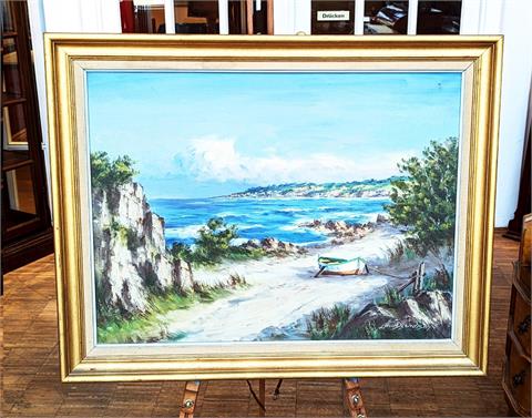 Gemälde Öl auf Leinwand "Küstenlandschaft" signiert Louis Bendisen
