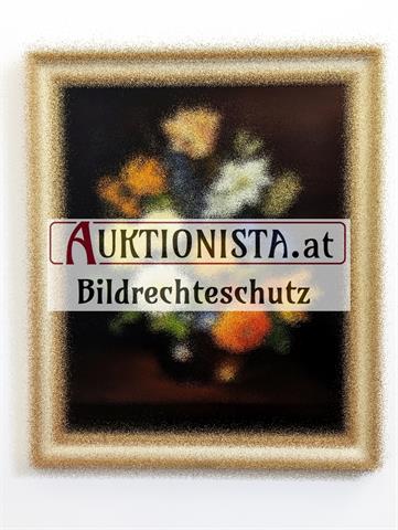 Gemälde Öl auf Hartfaserplatte "Blumenstillleben" signiert G. Pirkowitsch