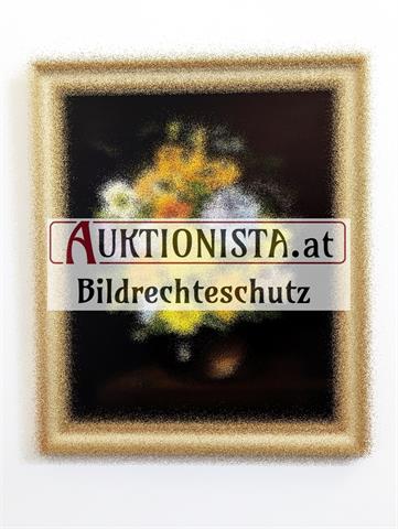 Gemälde Öl auf Hartfaserplatte "Blumenstillleben" signiert G. Pirkowitsch