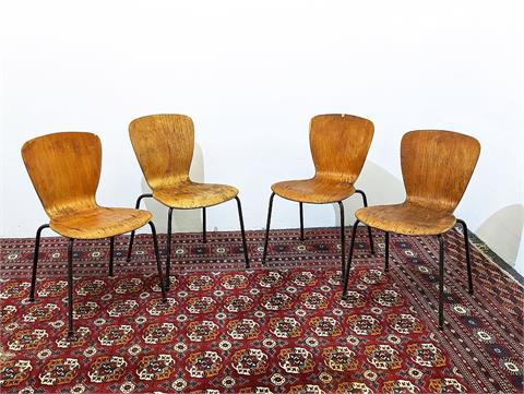Vier dänische Vintage Stühle (Fritz Hansen?)