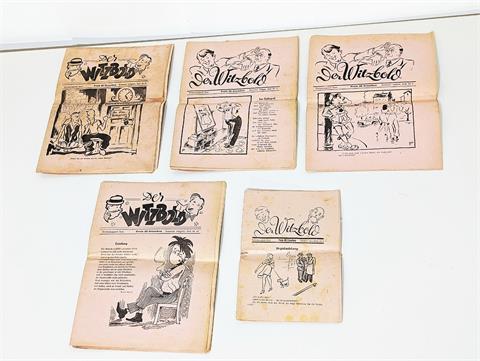 Fünf seltene alte humoristische Gazetten "Der Witzbold"