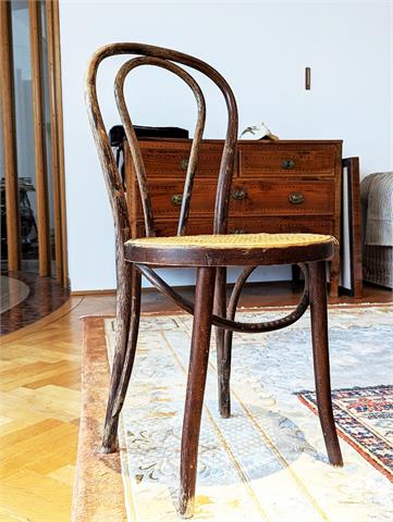 Antiker Bugholz Sessel mit Wiener Geflecht