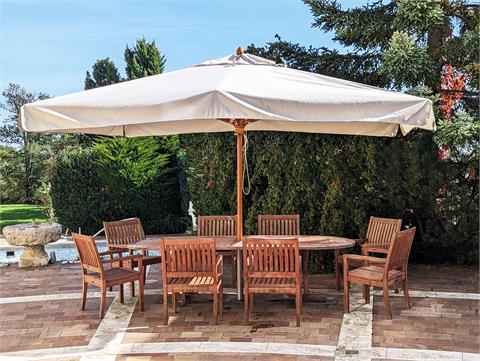 Große hochwertige Gartensitzgruppe von Garpa mit integriertem Sonnenschirm von Scolaro