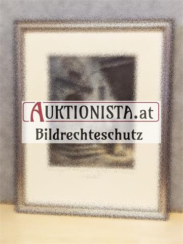 Farbradierung "Es spukt (Rothenburg Rathausportal)" signiert Rudolf Schacht
