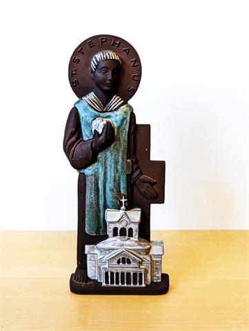 Keramikfigur "St. Stephanus" von Majolika Keramik Karlsruhe