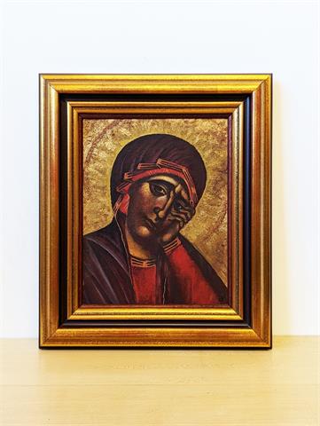 Gemälde Öl auf Holzplatte "Heiligenfigur" monogrammiert