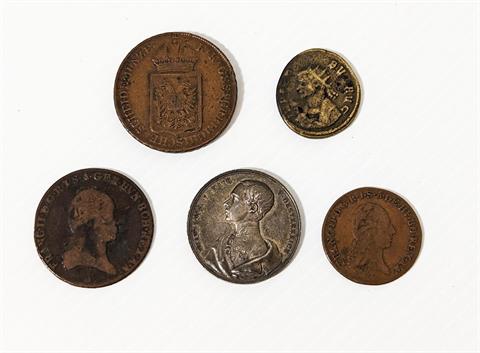 Konvolut antike Münzen und Neujahres Medaille 1851