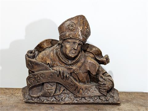 Antike patinierte Wachsskulptur "Heiliger Augustinus"