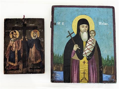 Zwei antike Ikonen / Heiligenbilder