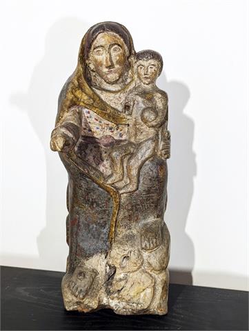 Große antike geschnitzte Madonna Skulptur