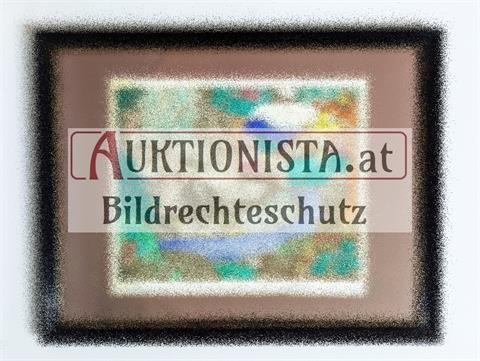 Handkolorierte Lithografie "Hirsch am Waldbach" signiert F. Zülow