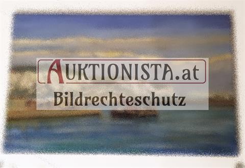 Gemälde Öl auf Leinwand "Küstenlandschaft" signiert W. Landsmann