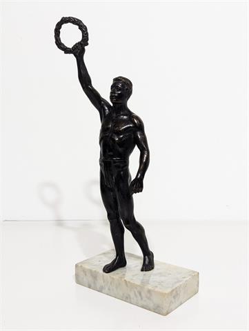 Bronze Skulptur "Mann mit Lorbeerkranz"