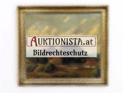Gemälde Öl auf Leinwand "Abenddämmerung am Bauernhof" signiert L. Bittenauer
