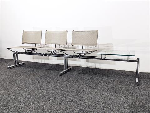 Vintage 3er Sitzbank mit Glasablage "Series 8600" von Hans Ulrich Bitsch für Kusch+Co