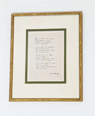 Handgeschriebenes und signiertes Gedicht von Julius Wolff