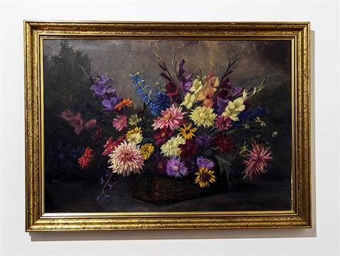 Gemälde Öl auf Leinwand "Blumenstillleben" signiert C. Göbl