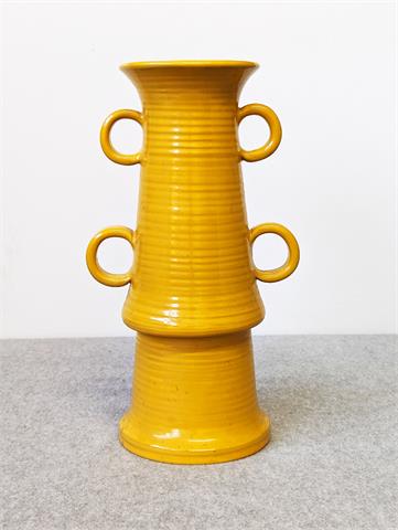 Gelbe Vintage Keramikvase von Anzengruber Keramik