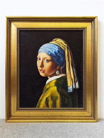 Kunstdruck Öl auf Platte "Das Mädchen mit den Perlenohrring von Jan Vermeer"