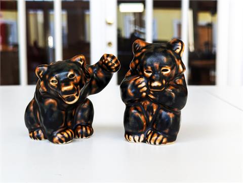 Zwei Porzellanfiguren "Bären" Entwurf Knud Kyhn für Royal Copenhagen (Denmark)