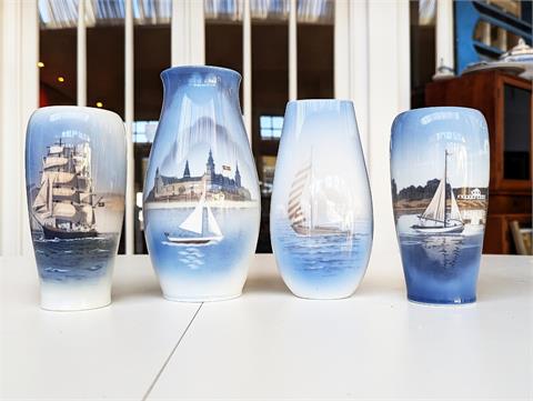 Vier dänische Porzellanvasen von Royal Copenhagen