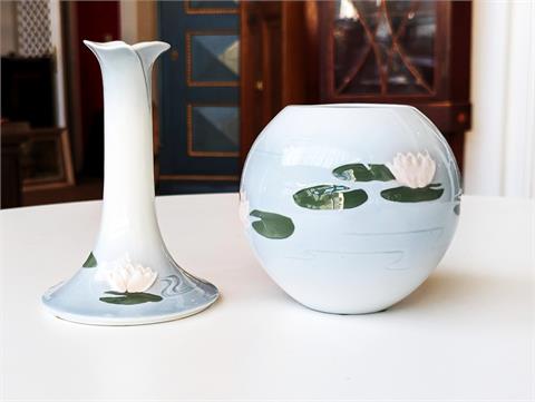 Porzellan Kerzenhalter und Vase von Bing & Gröndhal (Denmark)